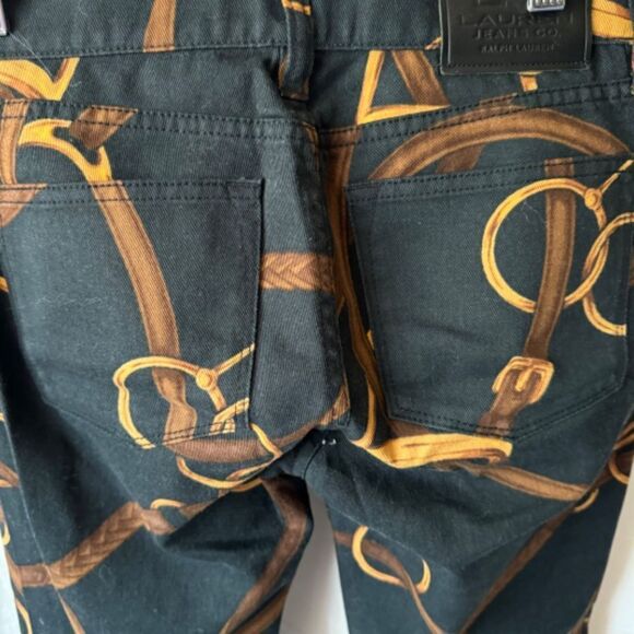 LRL Ralph Lauren Equestrian Horse Bit Pattern Black Jeans Sz 0 - Picture 6 of 12